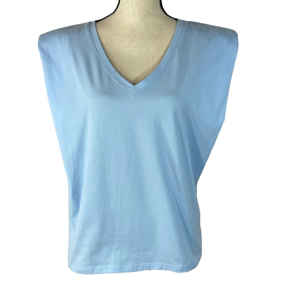 INC International Concept Large Top V-Neck Sleeveless Padded Shoulders Stretch